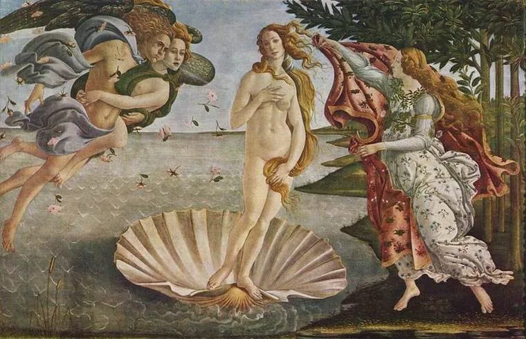 El nacimiento de Venus de Sandro Botticelli en la Galería Uffizi